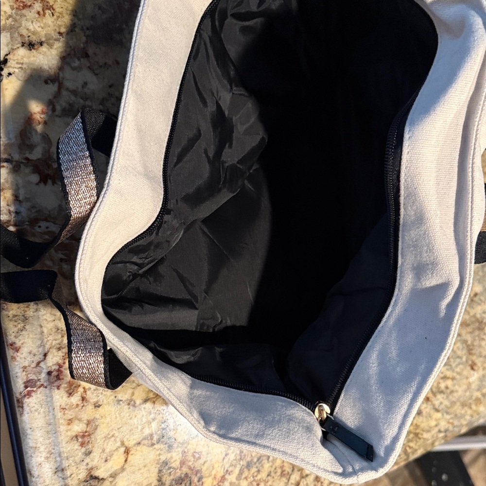 Victoria's Secret Glittery Black and Cream Tote - Picture 2 of 5